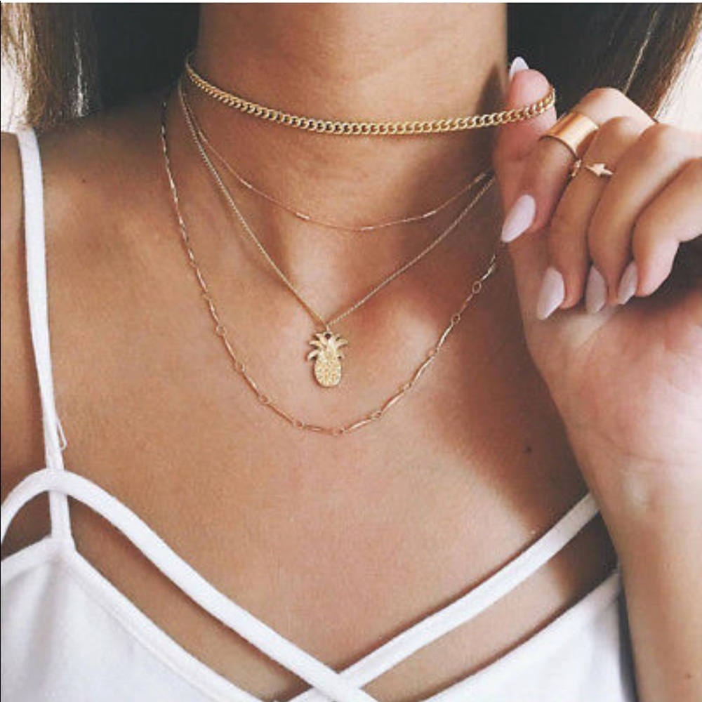 🍍Pineapple Layered Necklace Set